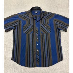 Vintage 80s Mens Short Sleeve Pearl Snap Shirt Size XL